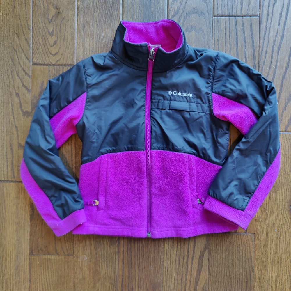 Columbia Girls Overlay Fleece Jacket - Magenta, Size 6 XS